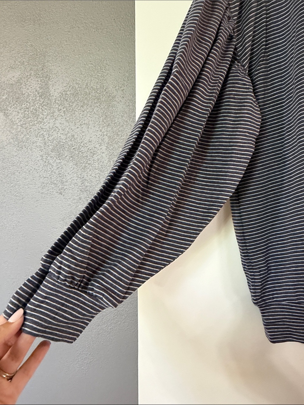 Polagram Striped Long-Sleeve Crewneck — Navy & White - Picture 3 of 8